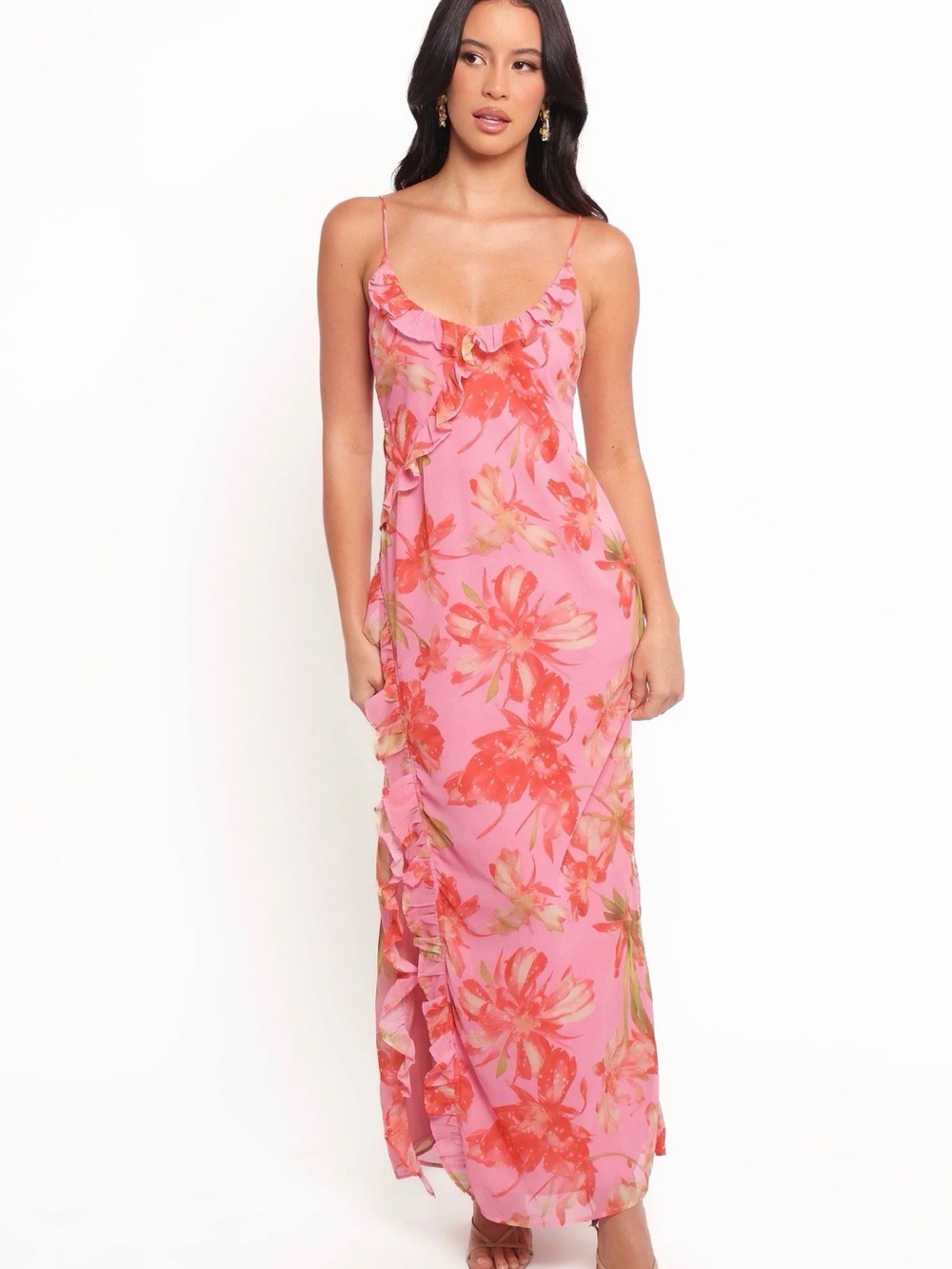 Petal & Pup Charli Ruffle Maxi Dress, tropical pink size XL